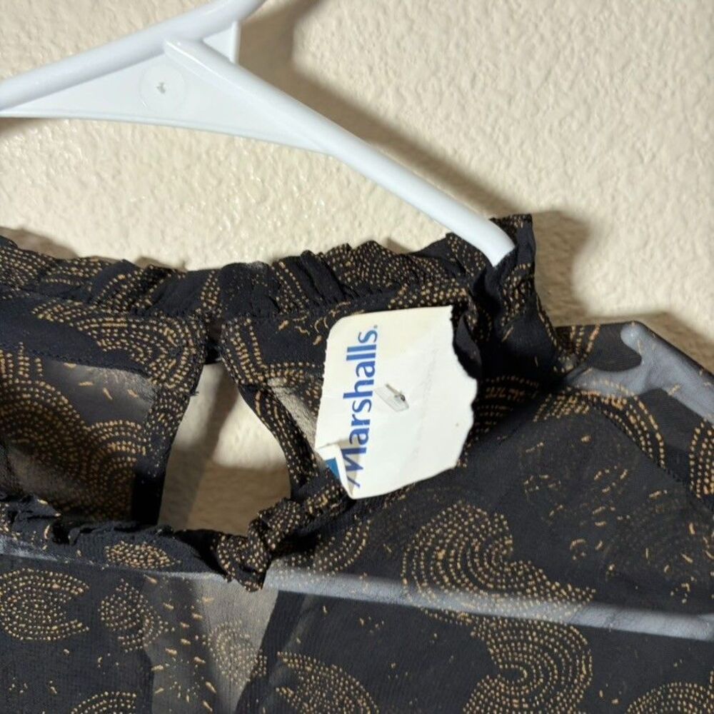 Lucky Brand Blouse Women's Medium Black Sheer Ruffle Long Sleeve Top Shirt NWT - Picture 5 of 10